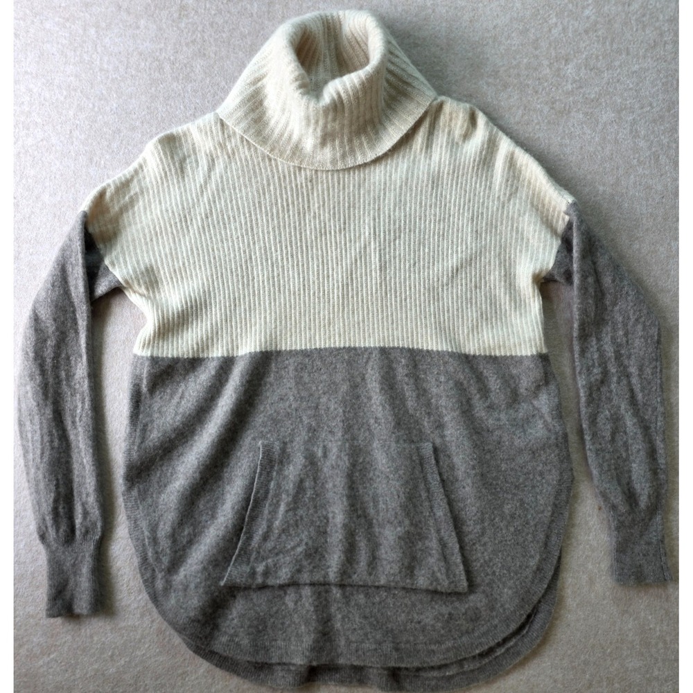 Max Studio 100% 2-Ply Cashmere‎ Sweater Sz S Soft Minimalist Chunky Cozy Neutral